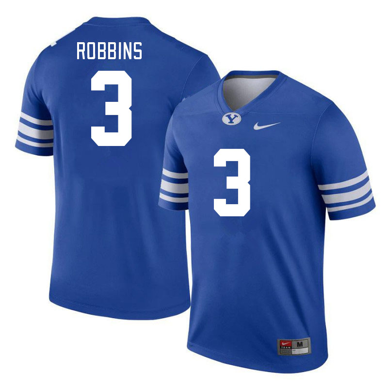 Men #3 Aidan Robbins BYU Cougars College Football Jerseys Stitched-Royal
